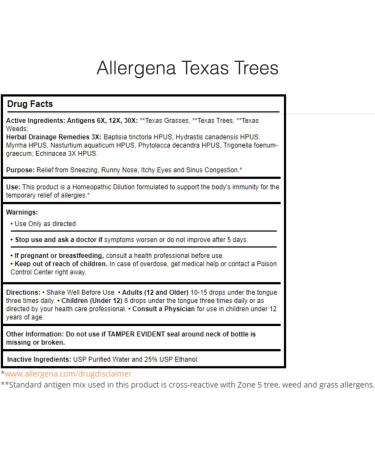 Allergena Texas Trees Liquid - 2oz (Pack of 1) | Natural Allergy Relief - Buy Online on GoSupps.com