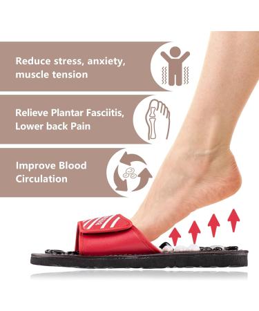 Byriver Acupressure Shoes - Reflex Zone Massage Slippers for Men | Pain Relief for Plantar Fasciitis Heel Arch Arthritis & Neuropathy | Available in Red Sizes 25 & 35-37.5 - Buy Online on GoSupps.com
