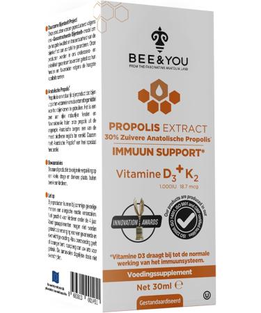 BEE and You 100% Natural Propolis Extract | Vitamin D3 K2 High Potency Immune Support Supplement Antioxidants Natural Detox Keto Paleo Gluten-Free | 1 Fl Oz - Buy Online on GoSupps.com
