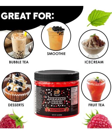 Popping Boba Pearls | 1LB (454g) | Bursting Tea Balls for Drinks Desserts Smoothies and Snack Toppings | Bubble Tea Tapioca Pearls Mix Kit (Raspberry) - Buy Online on GoSupps.com