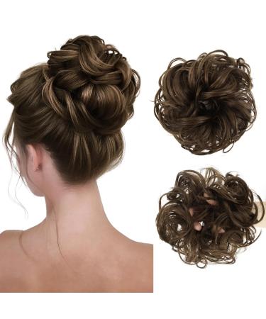 Vlasy Messy Bun Hair Piece for Women Curly Wavy Hair Scrunchies Bun Extensions Hairpieces Synthetic Hair Chignons Accessories Updo for Girls(10# 35g) 35g 10#