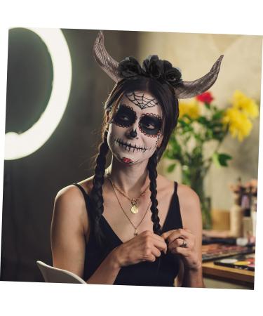 MAGICLULU Day of The Dead Headband Butterfly Lamp Shade Body Wash Mittens Skull Headpiece Girls Headband Black Horns Horn Headband with Flowers Cosplay Horns Cloth Halloween 33X20X5CM Black - Buy Online on GoSupps.com