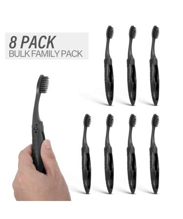 8 Packs Black Travel Folding Toothbrush with Soft Medium Bristles - Portable Charcoal Toothbrush for Camping - Buy Online on GoSupps.com
