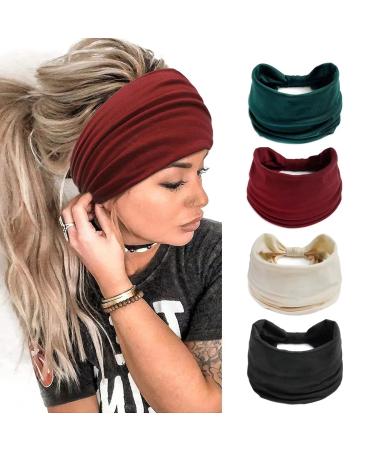 Kavya Wide Headbands for Women's Hair Soft Hair Bands for Women Yoga Ladies Headband Elastic Headbands Knotted Head Bands Adult Women Hair Scarf Fashion Hair Accessories SET-6