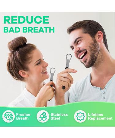 Tongue Scraper - Stainless Steel Tongue Cleaner for Adults & Kids | Travel Case Included | Reduce Bad Breath | Black - Buy Online on GoSupps.com