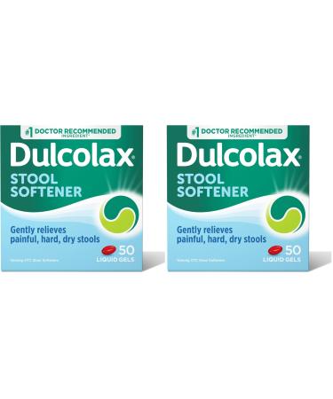 Dulcolax Stool Softener Laxative Liquid Gel Capsules (50ct) Gentle Relief Docusate Sodium 100mg (Pack of 2) 50 Count (Pack of 2)
