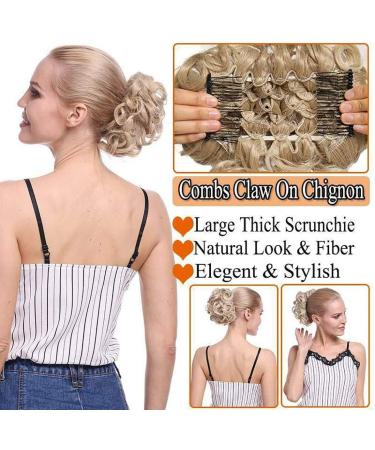 Drawstring Ponytail Clip in Comb Hair Extensions Chignon - Light Brown | Easy Up Do for Messy Curly Wavy Hair - Buy Online on GoSupps.com