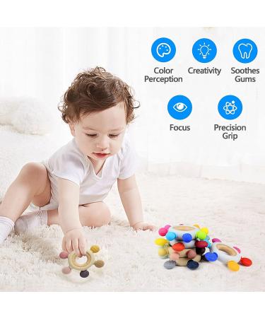 Arudyo Silicone Rudder Teether with Wooden Ring for Babies - BPA Free, Soothing Teething Toy (Khaki) - Buy Online on GoSupps.com