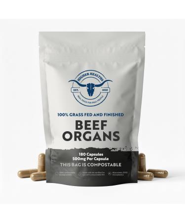 100% Grass Fed Beef Organs Supplement Women & Men - 180-Count Pure, Freeze-Dried Beef Organ Meat Supplement Blend of Liver, Kidney, Heart, Pancreas & Spleen - No Fillers, No Additives - Made in USA