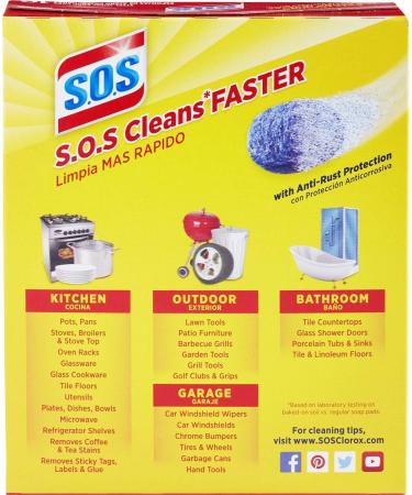 S.O.S Steel Wool Pads 10 Ct - Heavy Duty Cleaning & Scrubbing Soap Pads with Moofin Spoon | Ideal for Rust Removal from Metal Wood & Plastic - Buy Online on GoSupps.com