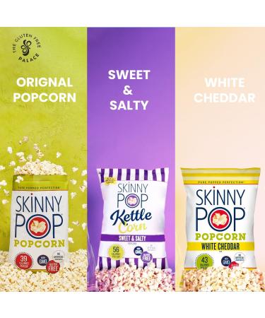 SkinnyPop Popcorn Variety Pack Pack of 18 Snack Packs In 3 Popcorn Flavoring Sweet and Salty Kettle Original and White Cheddar Cheese Low Calories Snack For Everyone .5/.8 oz Snack Bags Anytime Healthy Snack - Buy Online on GoSupps.com
