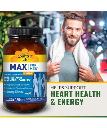 Country Life Max for Men - Iron-Free Multivitamin & Mineral Complex, 120 Vegan Capsules - Buy Online on GoSupps.com