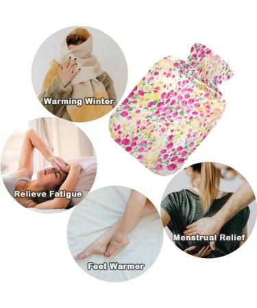NAANLE 2L Hot Water Bottle with Lid - Floral Watercolor Design for Pain Relief & Warmth | Hot & Cold Therapy for Back Neck Hands & Feet - Buy Online on GoSupps.com
