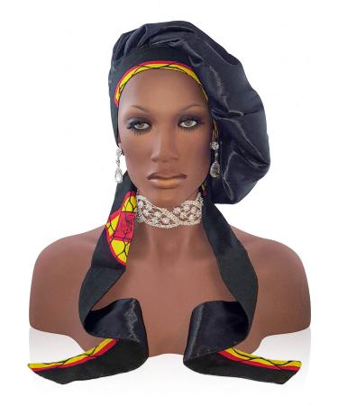 Silk Feel 2X Layer Satin Bonnet with Tie Band for Black Women - Small 1-black-1 - Buy Online on GoSupps.com