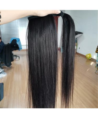Fake Hair Bun Long Straight Hair Ponytail Extensions 12-26 Inch Wrap Around Ponytail Brazilian Real Hair Ponytail Black Wig Hair Bun Hair Accessories (Color : Black Size : 26inches 100g) 26inches 100g Black - Buy Online on GoSupps.com