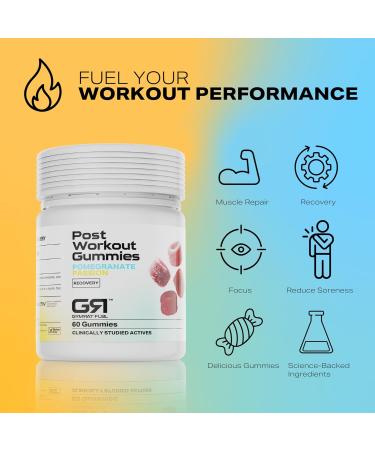 Gymrat Fuel Post Workout Gummies Pomegranate Passion Flavor Supports Muscle Recovery & Endurance with Senactive & Beepactive USA Made and GMP Certified (60 Ct) - Buy Online on GoSupps.com