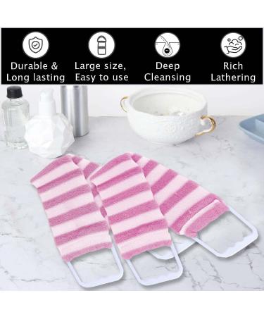 HOMESHOPA Back Scrubber for Shower Exfoliating Loofah Back Scrubbing Strap with Handles Body Bath Sponge Back Washer for Shower Backwash Belt for Men and Women Bathroom Accessories (Pink) - Buy Online on GoSupps.com