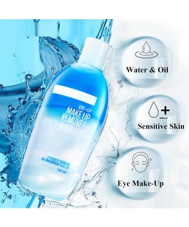Double Effect Waterproof Eye Make-Up Remover 150ml Unique Water & Oil Combination Gentle Formula For Eye Lip & Face Makeup Sensitive Skin - Buy Online on GoSupps.com