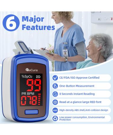Curio Pulse Oximeter - CE Approved Oxygen Monitor for Adults and Children - Accurate Heart Rate and Blood Oxygen Saturation Monitor (Blue) - Buy Online on GoSupps.com