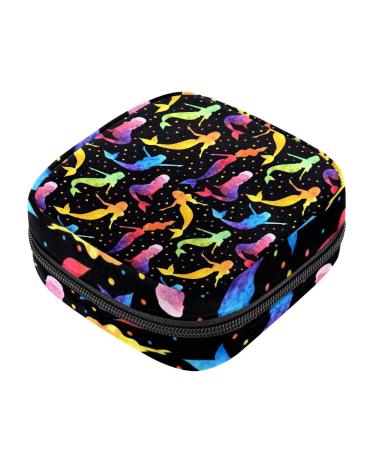 Menstruation pad bag with zipper women's napkin bag tampons collective bags for women and girls (rainbow meaner maiden pattern) Color 4