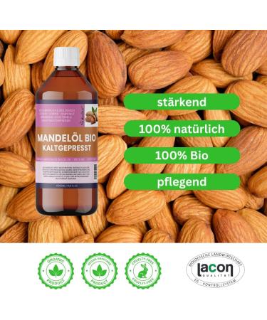Coldpressed organic almond oil premium massage skin and hair care oil aromatherapy nail care without additives Nakobe 500 ml - Buy Online on GoSupps.com