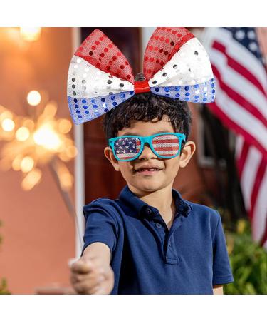 4th of July Sequin Headband Bow - Patriotic Hair Hoop for Independence Day Parade Party - Red White Blue Hair Accessory - Buy Online on GoSupps.com