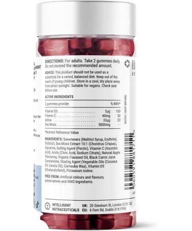 Sea Moss Gummies by Known Nutrition | Natural Immune and Gut Support | Delicious Natural Apple Flavour | 60 Two-a-Day Vegan Vitamin Sea Moss Gummies (3) - Buy Online on GoSupps.com