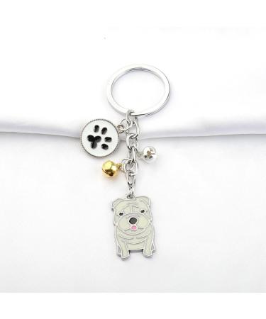 Ensianth Dog Keychain Perfect Gift for Dog Lovers | Puppy Paw Print Keyring for Dog Owners & Moms | White Pug Keychain - Buy Online on GoSupps.com
