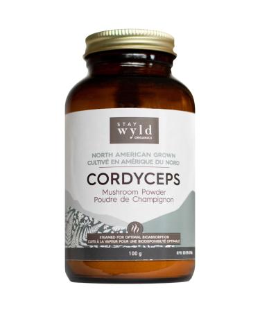 Stay Wyld - Organic Cordyceps Mushroom Powder - Real Mushrooms - Energy Immunity & Vitality Mushroom Supplement - Athletic Performance & Hormone Regulation - 100% Canadian Grown - 100g Powder