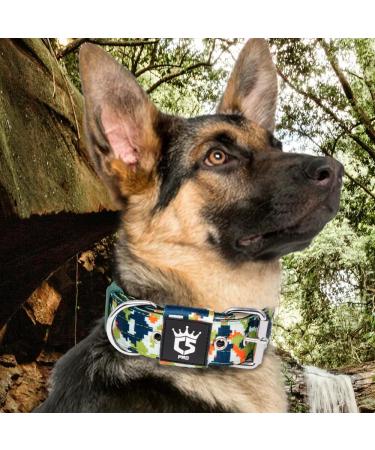 Tspro Tactical Dog Collar - Military Standard 3.8cm Wide Adjustable Camouflage Collar for Strong Dogs (Camo Green M 44.5cm-52cm) - Buy Online on GoSupps.com