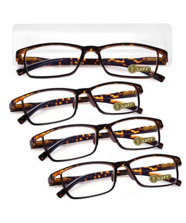 LUFF 4Pcs Anti-Blue Ray Reading Glasses Portable Ultralight Readers 2.0X Leopard