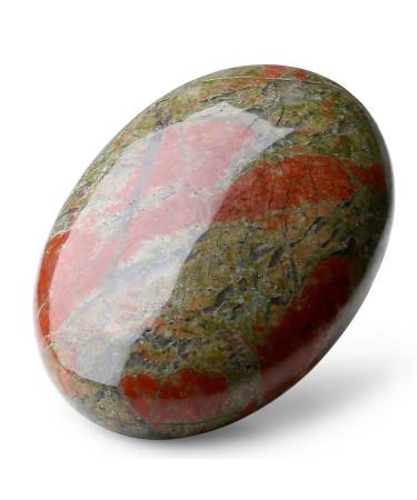 MAIBAOTA 2.4" Unakite Healing Crystal Gemstones Pocket Polished Gifts Oval Shape Reiki Spiritual Energy Nature Crystals for Women Men Relief Balancing Stress Divination Meditation