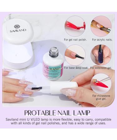 Shop Saviland 4-in-1 Nail Tips & Glue Gel Kit - 500 Almond Full Cover Tips & Mini UV LED Lamp for Easy DIY Nail Art - Buy Online on GoSupps.com