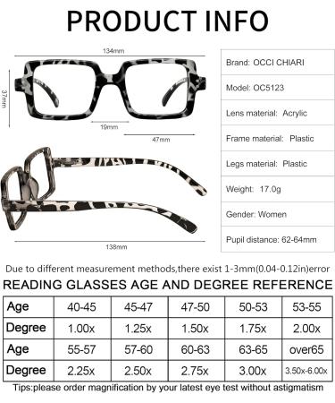 OCCI CHIARI Women's Reading Glasses 3.5 - Stylish Nerd Frames | Available in Multiple Strengths (1.0 to 6.0) - International Shipping - Buy Online on GoSupps.com