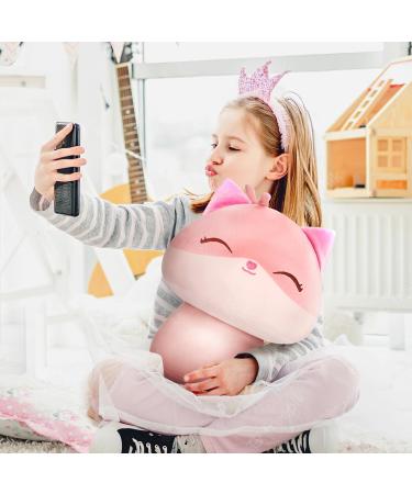Mewaii 14'' Soft Pink Fox Mushroom Pillow Stuffed Animal Plush - Cuddly Squishy Toy for Kids | Pink Fox 14 Inch - Buy Online on GoSupps.com