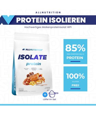 All-Nutrition Isolate Whey Protein Powder 908g - Muscle Building BCAA Gluten-Free Chocolate Caramel Peanut Shake - Buy Online on GoSupps.com