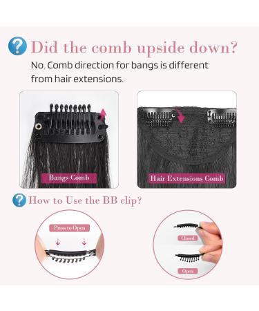 REECHO Long Side Air Bangs Wavy Curly Clip in Curtain Bangs - Dark Brown 12 Inch - 2 PCS Set - Buy Online on GoSupps.com