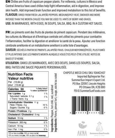 AKNA Dried Chipotle Meco Chili Peppers Authentic Whole Mexican Chili Peppers 170g Vacuum Pack - Buy Online on GoSupps.com