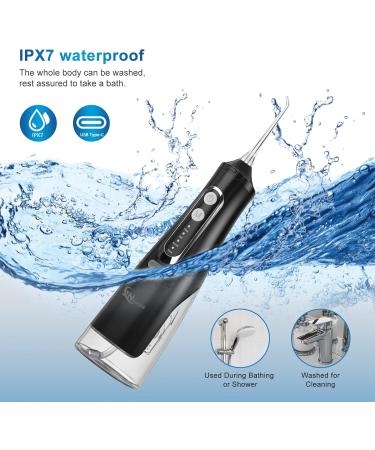 JNGOODS Cordless Water Flosser - Rechargeable Oral Irrigator 310ml IPX7 Waterproof 4 Modes & 4 Jet Tips - Portable Dental Care for Travel & Home (Black - Buy Online on GoSupps.com