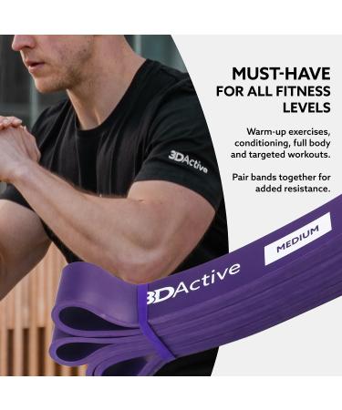 3DActive Pull Up Assist Band - Purple, 40-80 lbs - Resistance Band for Strength Training, Powerlifting, CrossFit - Includes Free Exercise Guide - Buy Online on GoSupps.com