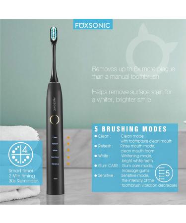 Sonic Rechargeable Electric Toothbrush - 5 Modes Timer 7 Brush Heads Travel Case | Dentist Recommended - Shop Now - Buy Online on GoSupps.com