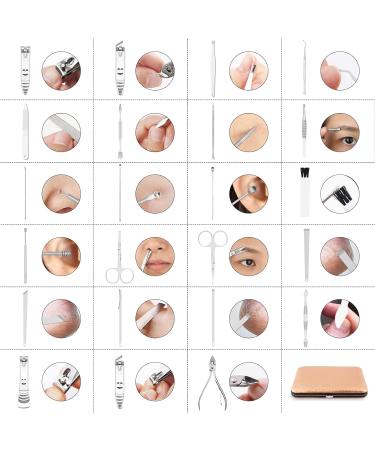 Manicure Set Professional Nail Clippers Kit Pedicure Care Tools 23pcs Stainless Steel Grooming Tools with Black PU Leather Case for Travel or Home (Gold/Silver) - Buy Online on GoSupps.com