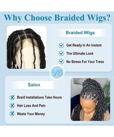 Olymei 40 Inches Double Lace Front Knotless Locs Braided Wig for Black Women - Black Synthetic Lace Frontal Braid Wig with Baby Hair - Buy Online on GoSupps.com