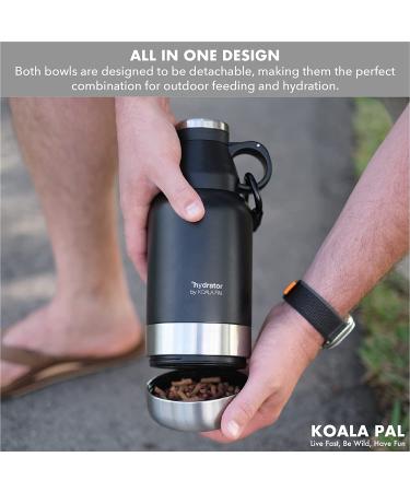 KOALA PAL 32oz Insulated Dog Water Bottle | Portable Food & Water Bowl Dispenser - Stainless Steel Pet Bottle for Dog Walking & Travel Kit - Midnight Black - Buy Online on GoSupps.com