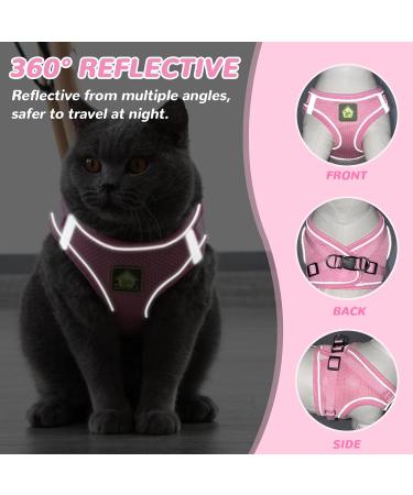 Cat Harness and Lead Set Adjustable Reflective Stripe Cat Kitten Walking Vest with Leash Cat Collar Escape Proof Soft Mesh Vest Harness and Lead for Small Medium Cats Pets Walking S Pink - Buy Online on GoSupps.com