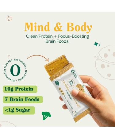 GENIUS GREENS High Protein Bars Low Sugar - Less than 1g of Sugar Protein Bars Low Carb Gluten Free - 36% Protein (10g) - 7 Brain Foods - Support Brain Health - Memory - Focus - Contains Lions Mane Mushroom - Green Blend  - Buy Online on GoSupps.com