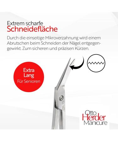 Otto Herder Foot Nail Scissors for Seniors - 19 cm Stainless Steel Nail Cutter with Micro Toothing - Extra Long and Ergonomic Design - Buy Online on GoSupps.com