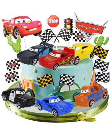 23 Pack Racing Car Cake Topper Racing Car Set Birthday Decoration Happy Birthday Cake Topper Handmade Cake Topper Cheers for Kids Birthday Baby Shower