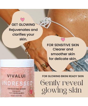 Vivalui Undressed Exfoliating Facial Scrub with Lactic Acid - Gentle Daily Exfoliator for Clear Smooth Hydrated Skin | 2oz & 8oz - Buy Online on GoSupps.com