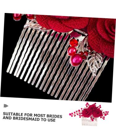 minkissy Rose Hair Comb Wedding Hair Accessories for Brides Wedding Hair Comb Rose Hair Decor Bridal Hair Side Comb Rose Flower Hair Comb Wedding Hair Side Comb Hair Decoration Red Cloth - Buy Online on GoSupps.com